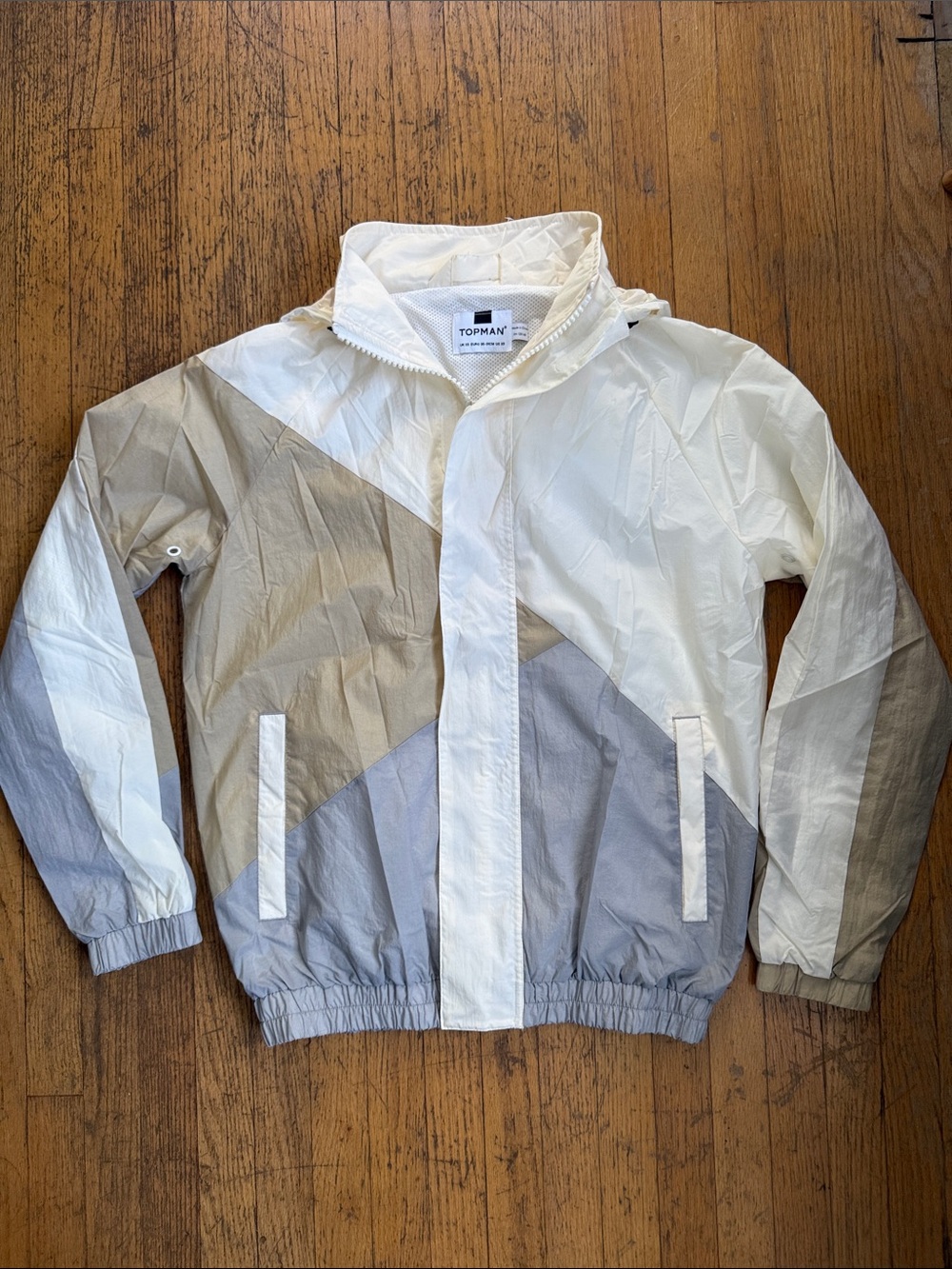 Topman White and Gray Colorblock Windbreaker Jacket